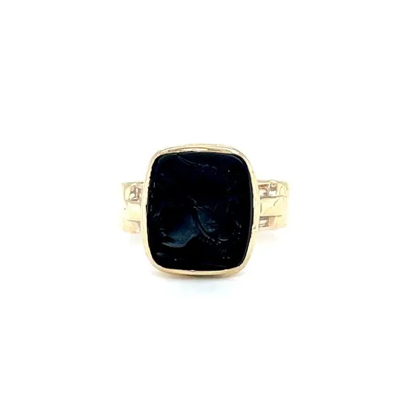 10K Yellow Gold Cracked Roman Onyx Cameo Ring