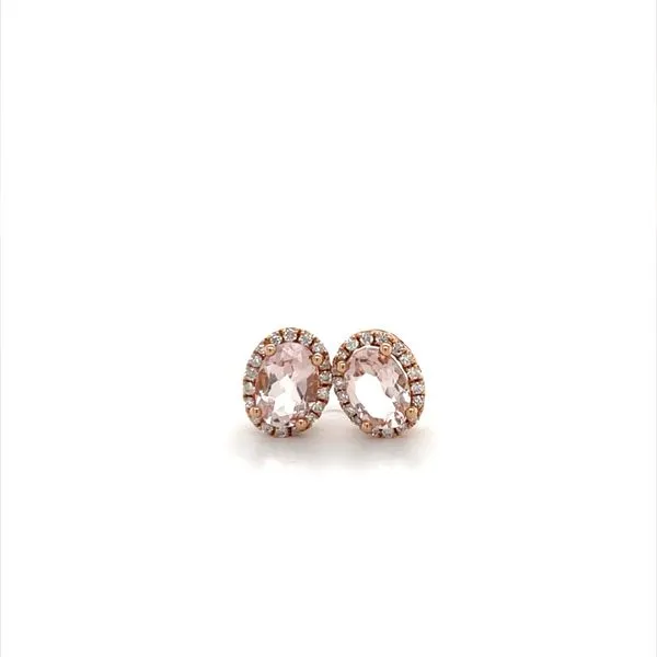 14K Rose Gold Morganite and Diamond Halo Stud Earrings similar item image