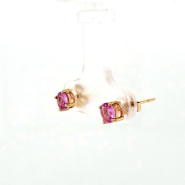14K Yellow Gold Pink Sapphire Stud Earrings Image 2 Minor Jewelry Inc. Nashville, TN