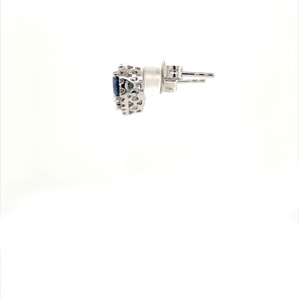 14K White Gold Sapphire and Diamond Stud Halo Earrings Image 2 Minor Jewelry Inc. Nashville, TN