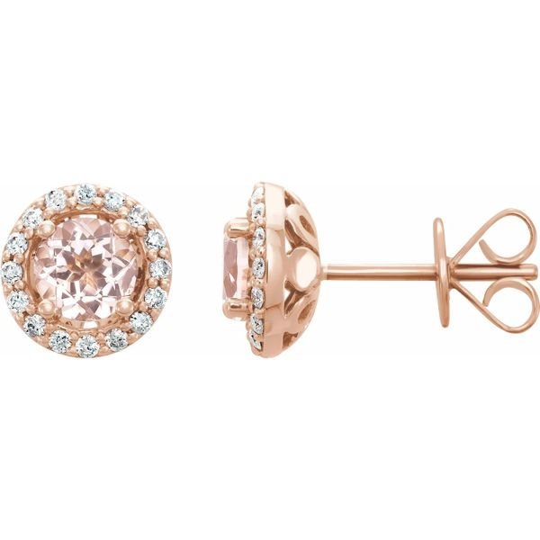 14K Rose Gold Morganite And Diamond Stud Earrings Minor Jewelry Inc. Nashville, TN