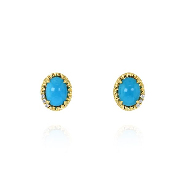 14K Yellow Gold Turquoise and Diamond Earrings Minor Jewelry Inc. Nashville, TN