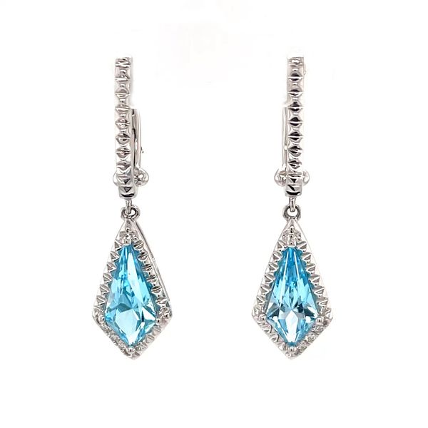 14K White Gold Blue Topaz and Diamond Earrings Minor Jewelry Inc. Nashville, TN