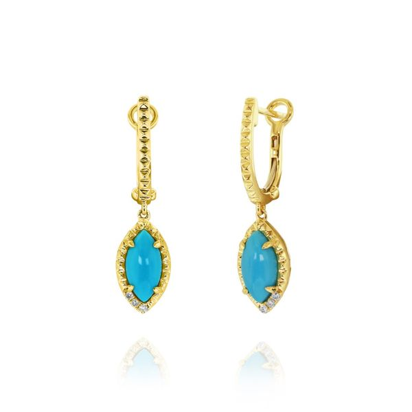 14K Yellow Gold Turquoise and Diamond Earrings Minor Jewelry Inc. Nashville, TN