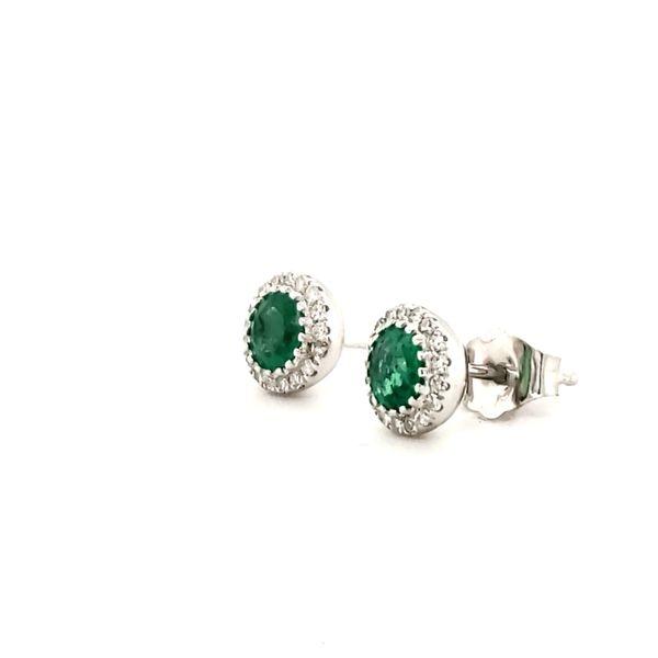 14K White Gold Emerald and Diamond Stud Earrings Image 2 Minor Jewelry Inc. Nashville, TN