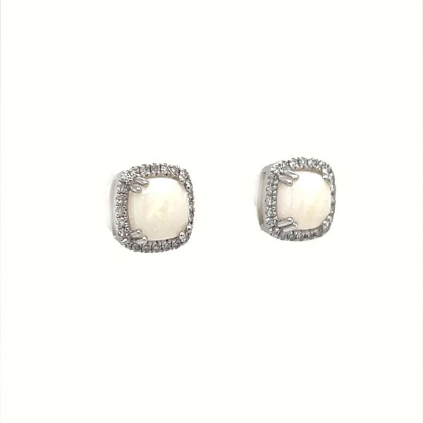 14K White Gold Opal and Diamond Earrings Image 2 Minor Jewelry Inc. Nashville, TN