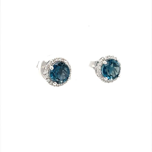 14K White Gold London Blue Topaz and Diamond Earrings Image 2 Minor Jewelry Inc. Nashville, TN