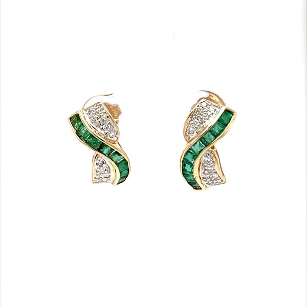 14K Yellow Gold Diamond And Emerald Earrings Minor Jewelry Inc. Nashville, TN