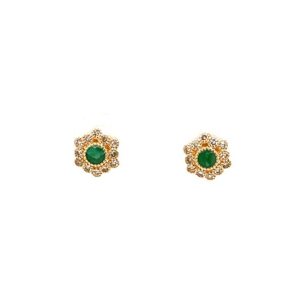 14K Yellow Gold Emerald and Diamond Earrings Minor Jewelry Inc. Nashville, TN