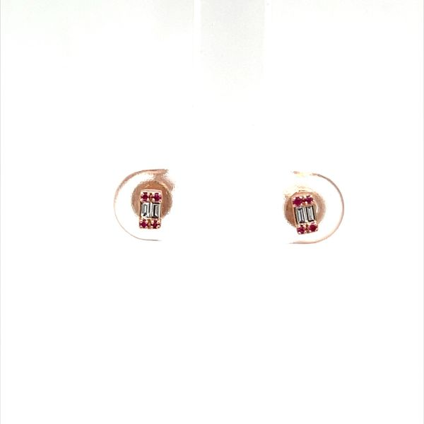 14K Rose Gold Diamond and Ruby Earrings Minor Jewelry Inc. Nashville, TN