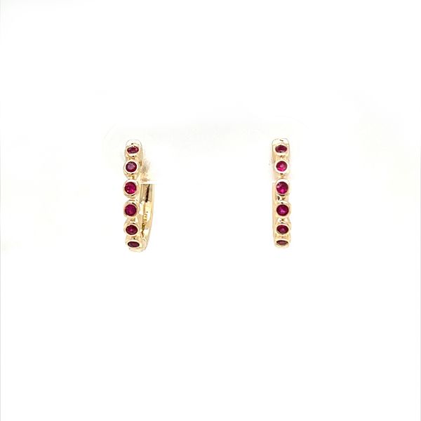 14K Yellow Gold Bezel Set Ruby Hoop Earrings Minor Jewelry Inc. Nashville, TN
