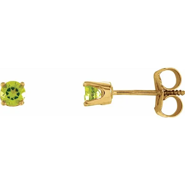 14K Yellow Gold Birthstone Stud Earrings With Synthetic Peridot Minor Jewelry Inc. Nashville, TN