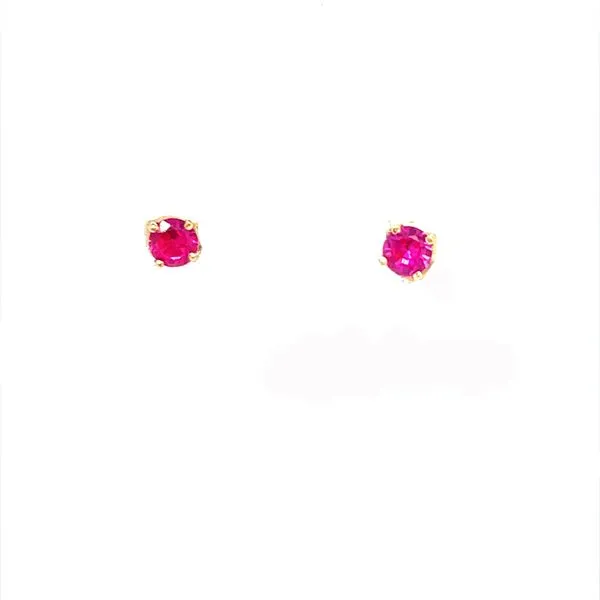 14K Yellow Gold Birthstone Stud Earrings with Synthetic Pink Tourmaline Minor Jewelry Inc. Nashville, TN