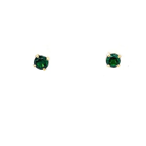 14K Yellow Gold Birthstone Stud Earrings With Synthetic Emerald Minor Jewelry Inc. Nashville, TN
