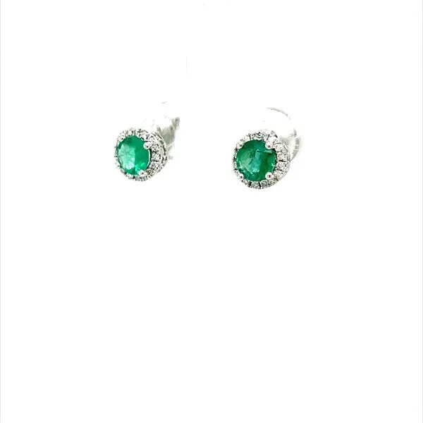 14K White Gold Emerald And Diamond Earrings Image 2 Minor Jewelry Inc. Nashville, TN