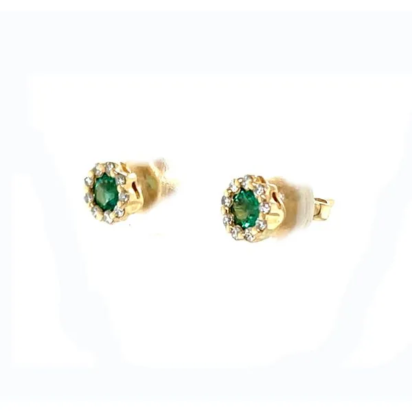 14K Yellow Gold Emerald and Diamond Earrings Image 2 Minor Jewelry Inc. Nashville, TN