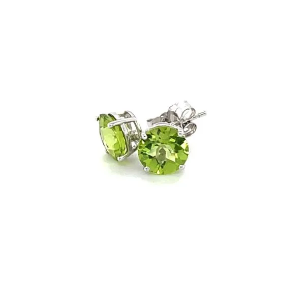 14K White Gold Peridot Stud Earrings