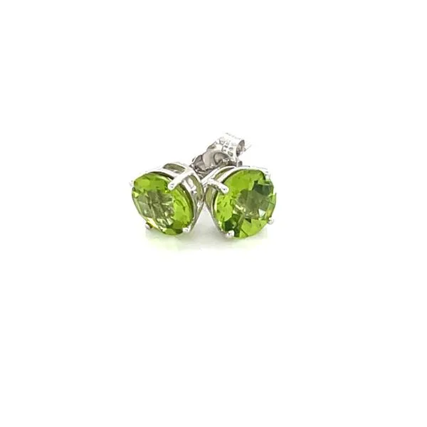 14K White Gold Peridot Stud Earrings