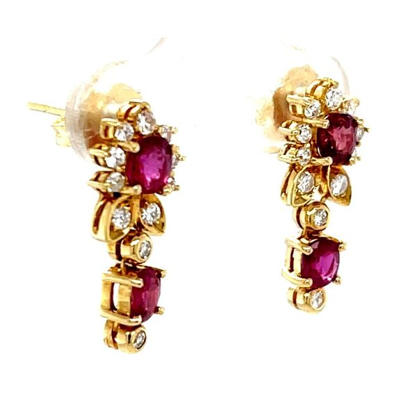 18K Yellow Gold Estate Ruby and Diamond Earrings Image 3 Minor Jewelry Inc. Nashville, TN