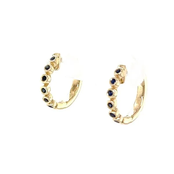14K Yellow Gold Sapphire Huggie Earrings