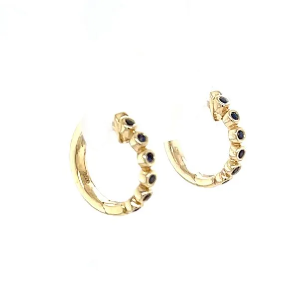 14K Yellow Gold Sapphire Huggie Earrings