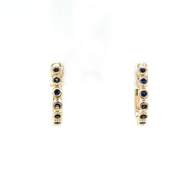 14K Yellow Gold Sapphire Huggie Earrings