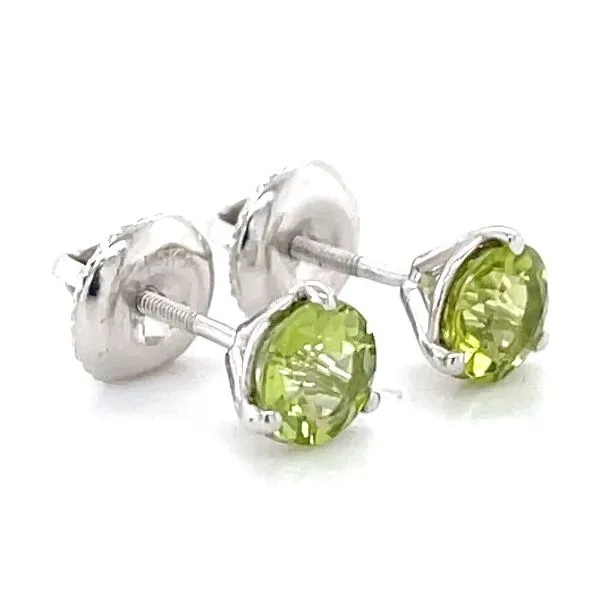 14K White Gold Faceted Peridot Stud Earrings