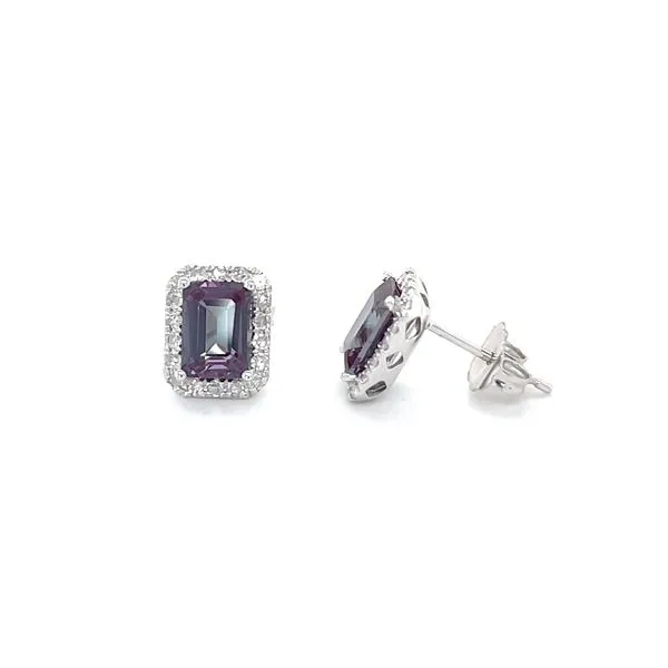 14K  White Gold Alexandrite and Diamond Stud Earrings Minor Jewelry Inc. Nashville, TN