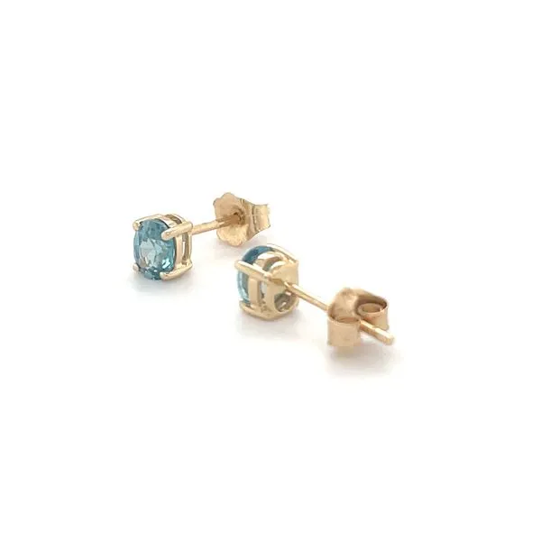 14K Yellow Gold Blue Zircon Stud Earrings Image 3 Minor Jewelry Inc. Nashville, TN