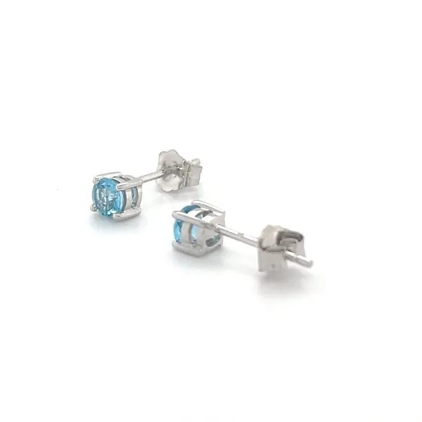14K White Gold Blue Topaz Stud Earrings Image 3 Minor Jewelry Inc. Nashville, TN