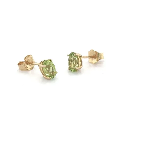 14K Yellow Gold Peridot Stud Earrings