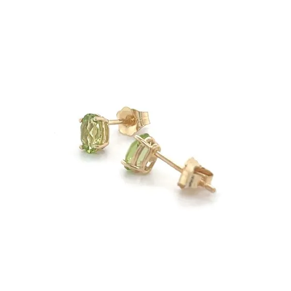 14K Yellow Gold Peridot Stud Earrings
