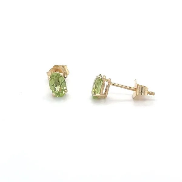 14K Yellow Gold Peridot Stud Earrings