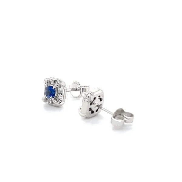 14K White Gold Sapphire and Diamond Stud Earrings Image 2 Minor Jewelry Inc. Nashville, TN