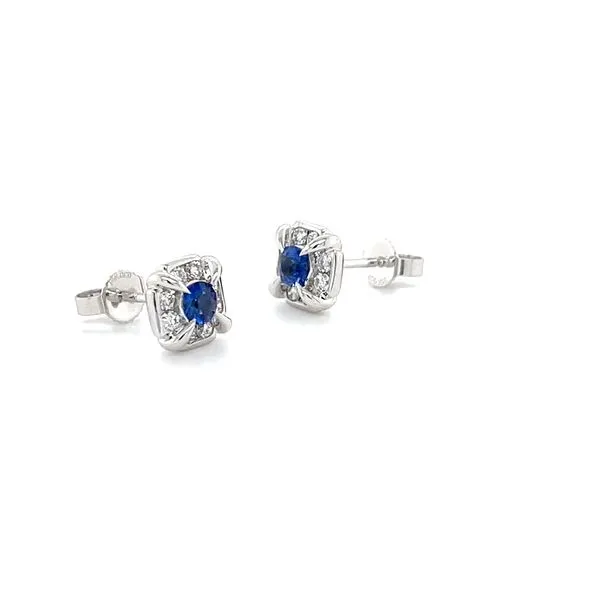 14K White Gold Sapphire and Diamond Stud Earrings Image 3 Minor Jewelry Inc. Nashville, TN