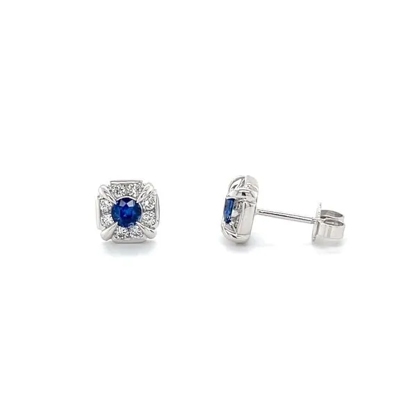 14K White Gold Sapphire and Diamond Stud Earrings Minor Jewelry Inc. Nashville, TN