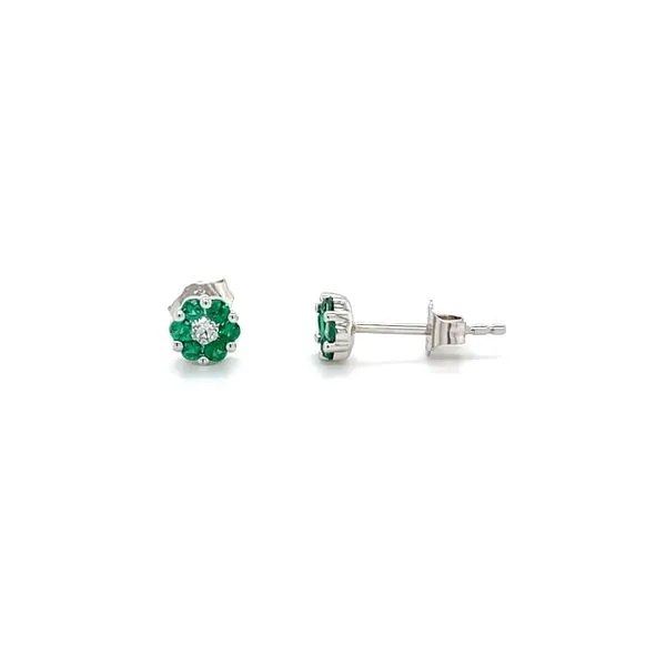 14K White Gold Emerald and Diamond Stud Earrings Minor Jewelry Inc. Nashville, TN