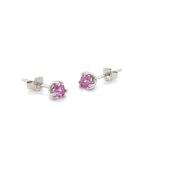 14K White Gold Pink Sapphire Stud Earrings Image 2 Minor Jewelry Inc. Nashville, TN