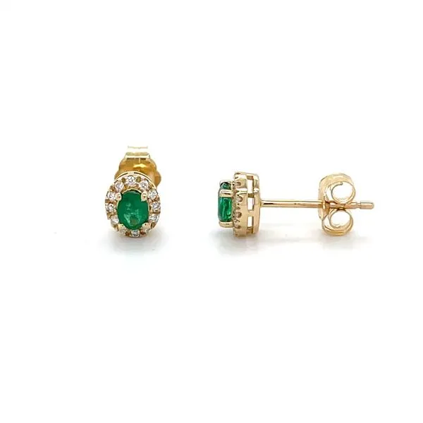 14K Yellow Gold Mined Emerald and Diamond Stud Earrings Minor Jewelry Inc. Nashville, TN