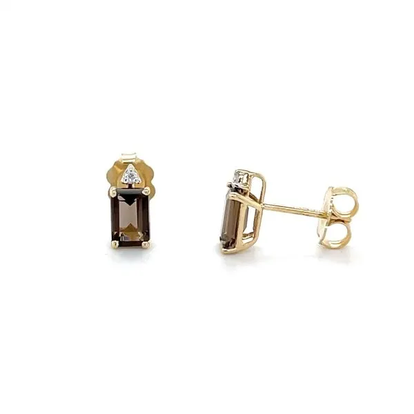 14K Yellow Gold Estate Mined Smoky Quartz and Diamond Stud Earrings Minor Jewelry Inc. Nashville, TN