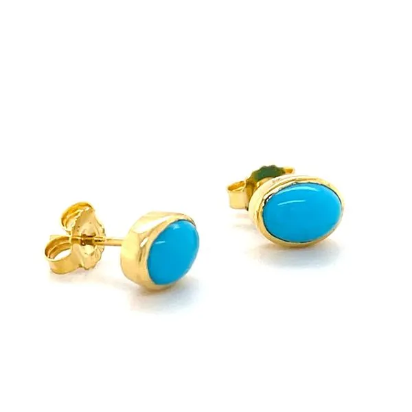 14k Yellow Gold and Turquoise Earrings Image 3 Minor Jewelry Inc. Nashville, TN
