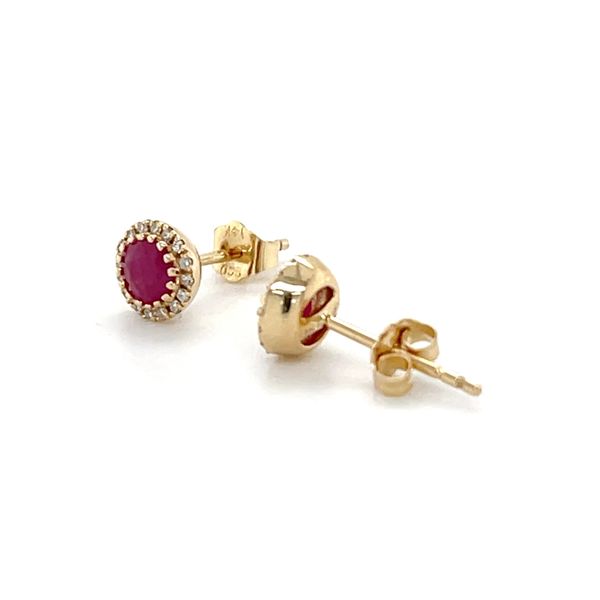 14K Yellow Gold Mined Ruby and Diamond Stud Earrings Image 3 Minor Jewelry Inc. Nashville, TN