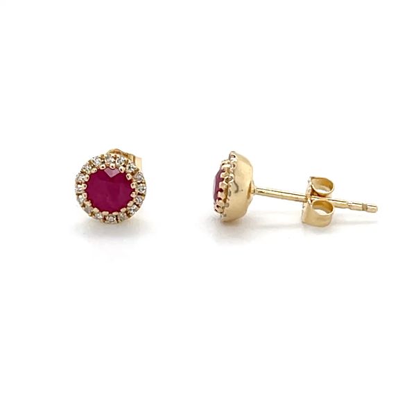 14K Yellow Gold Mined Ruby and Diamond Stud Earrings Minor Jewelry Inc. Nashville, TN