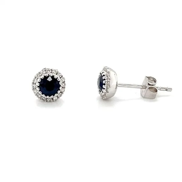 14K White Gold Mined Sapphire and Diamond Stud Earrings Minor Jewelry Inc. Nashville, TN