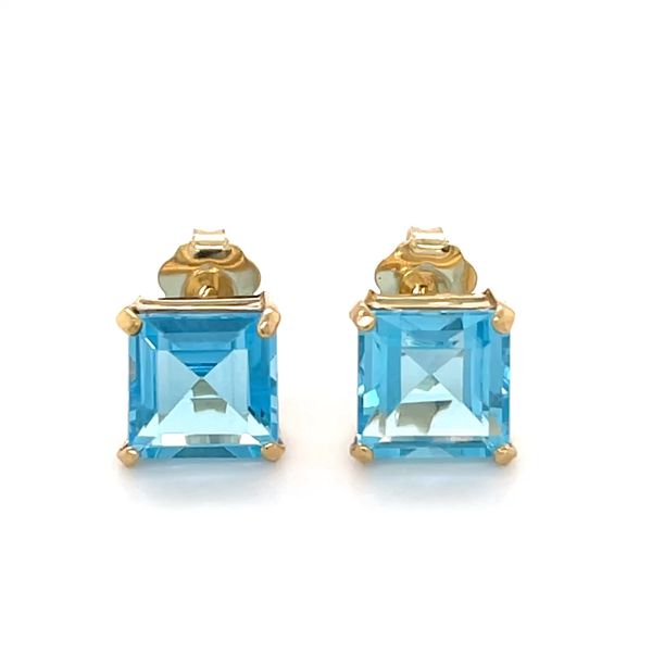 14K Yellow Gold Estate Blue Topaz Stud Earrings Image 2 Minor Jewelry Inc. Nashville, TN