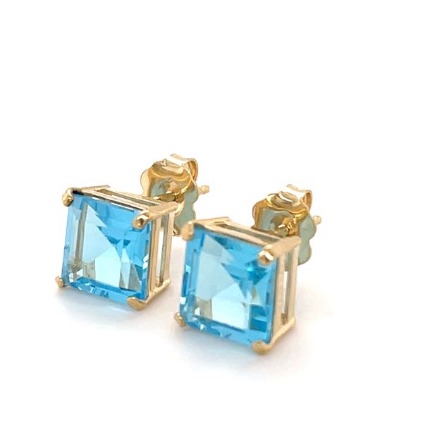 14K Yellow Gold Estate Blue Topaz Stud Earrings Image 3 Minor Jewelry Inc. Nashville, TN