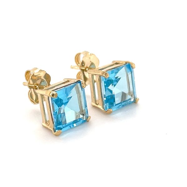 14K Yellow Gold Estate Blue Topaz Stud Earrings Image 4 Minor Jewelry Inc. Nashville, TN