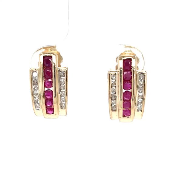 14K Yellow Gold Estate Mined Ruby & Diamond Drop Earrings Minor Jewelry Inc. Nashville, TN