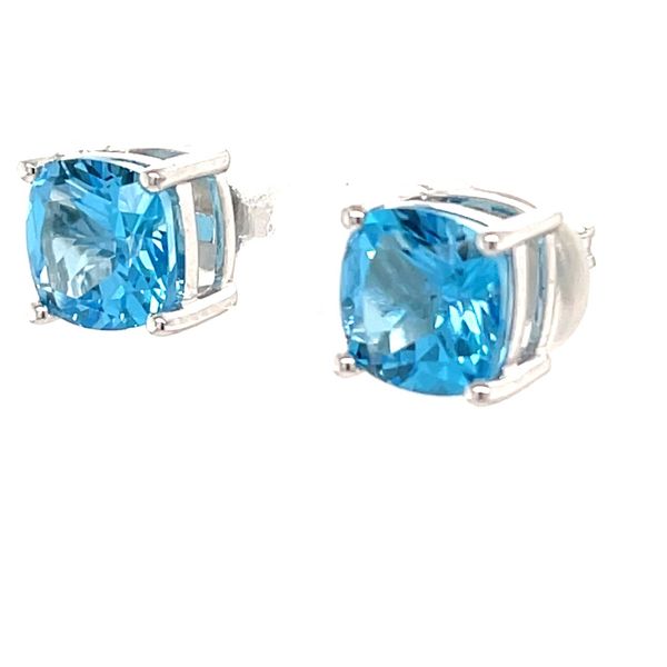 Blue Topaz 14K White Gold Estate Stud Earrings Image 2 Minor Jewelry Inc. Nashville, TN