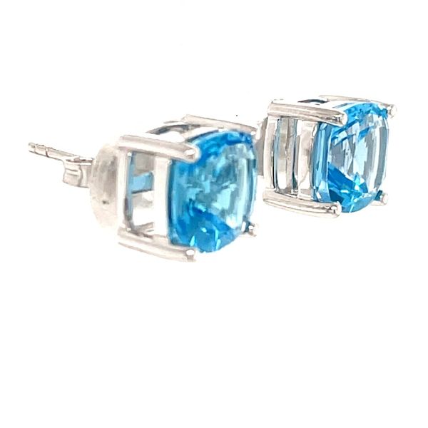 Blue Topaz 14K White Gold Estate Stud Earrings Image 3 Minor Jewelry Inc. Nashville, TN